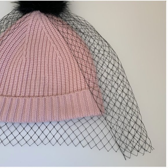 kate spade pink black Fit To Be Tied Wool Veil Hat nwot - Picture 13 of 16